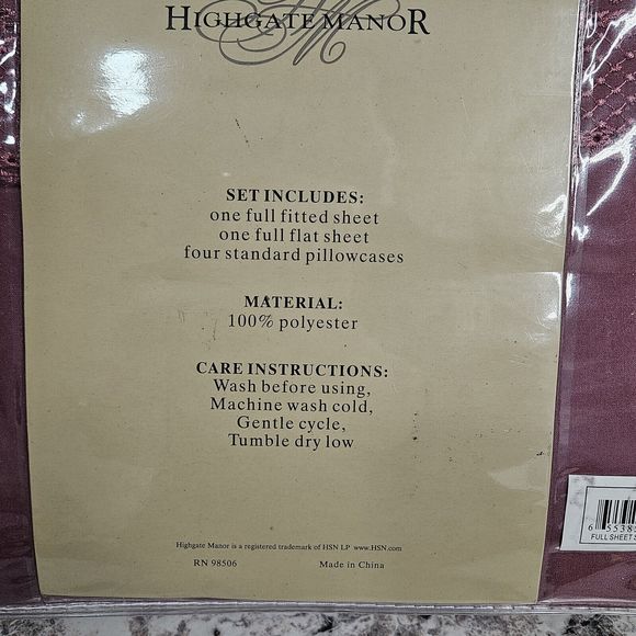 Highgate Manor Full 6pc Sheet Set Embroidered Lace Cranberry Micro Fiber - Picture 4 of 5
